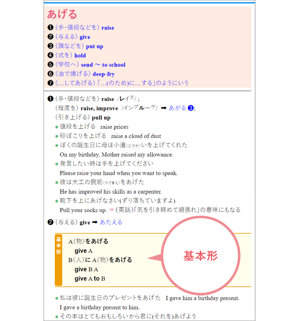 基本形（和英辞典）