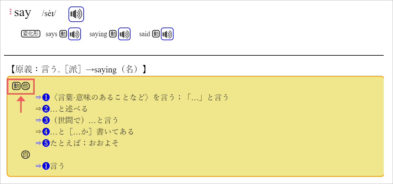 sayの語義インデックス