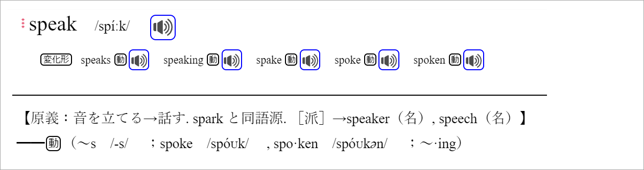 speakの過去形