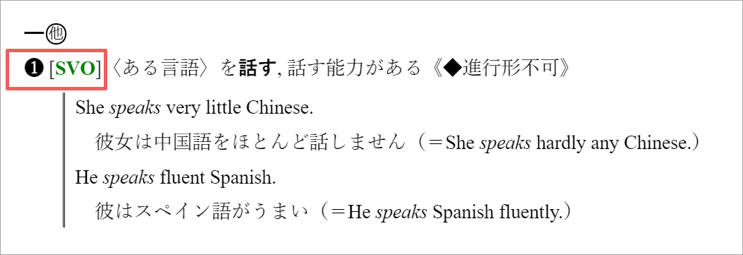 speakの他動詞の意味