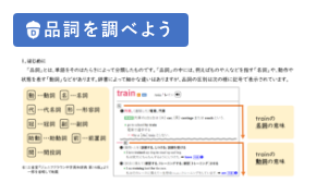 「辞書の品詞表示を知り、単語の品詞を調べよう」教材イメージ