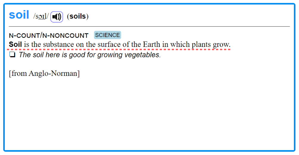 soilをコウビルド英英辞典で引く