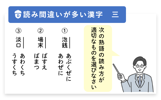 「読み間違いが多い漢字 三」教材イメージ