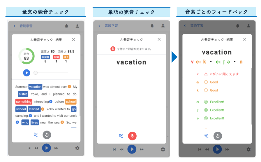 画面ショット：AI発音チェック​​​​​​